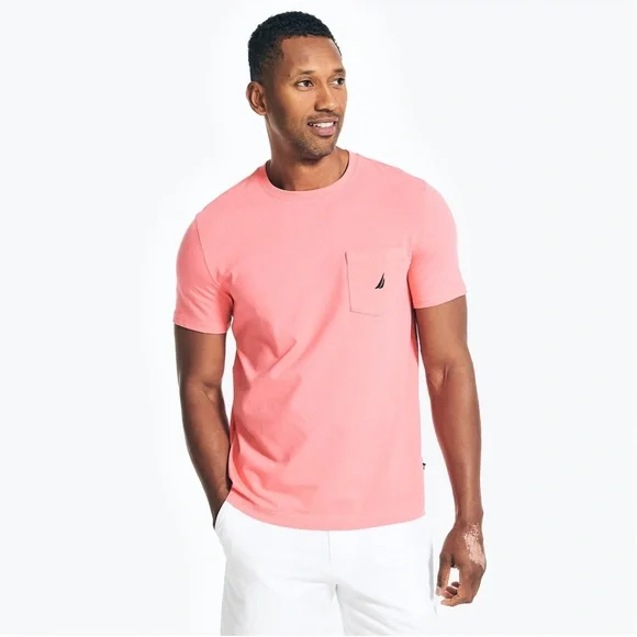Nautica Shirts Nautica Mens Classicfit Pocket Tshirt Solid Crew Neck Xl Teaberry Color Poshmark